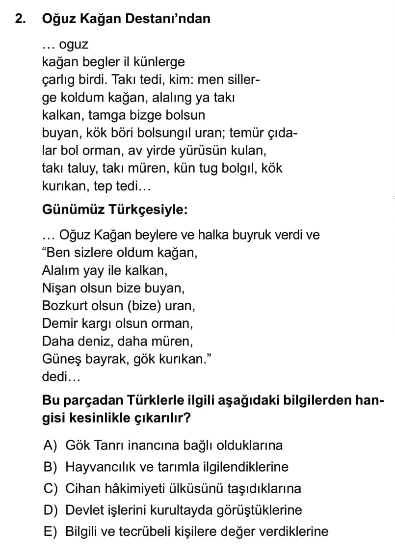 10.Sınıf Türk Dili Ve Edebiyatı Destan/Efsane Testi-1